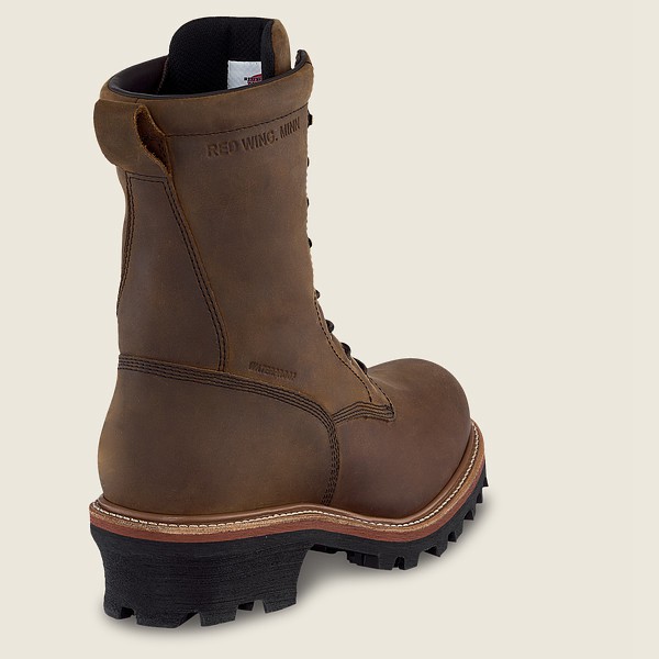 Red Wing Safety Boots Mens Brown - Loggermax - 9-inch Waterproof Toe Logger - 9608241-YK